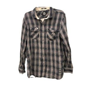 Obey plaid button down shirt large